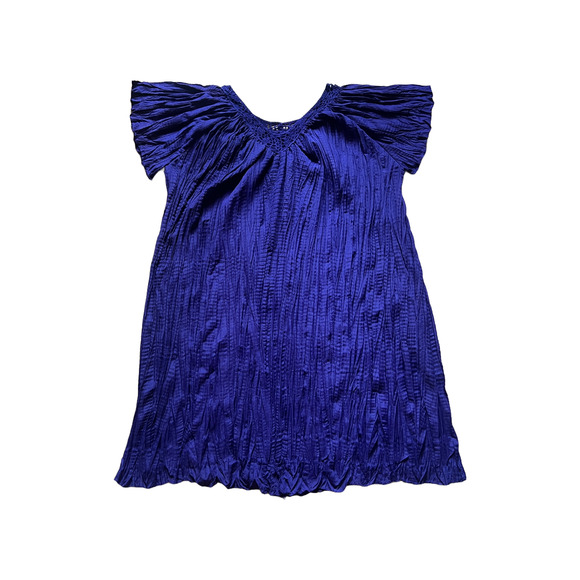 Vtg Bobbie Brooks Maxi Dress 3XL Purple Crochet Crinkle Whimsigoth Witchy Artsy - Picture 1 of 9